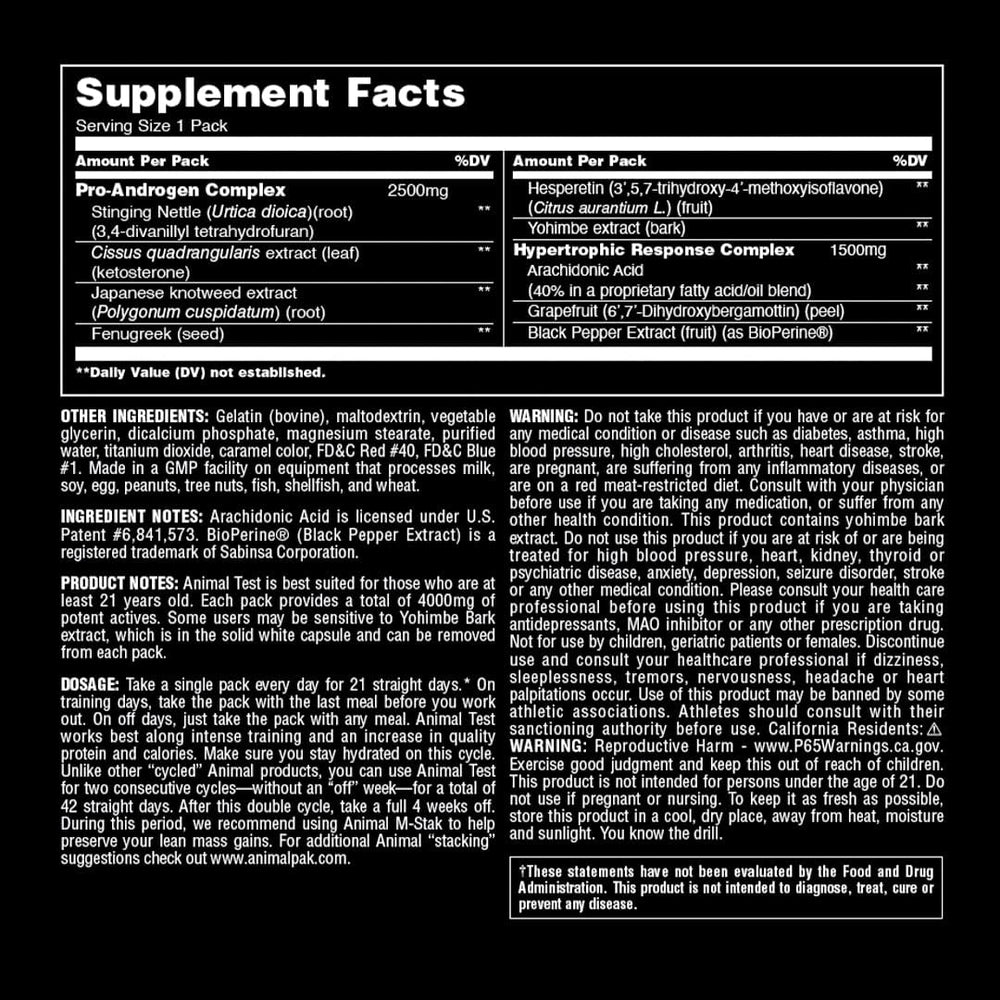 Pack Animal Test Hypertrophic Universal Nutrition - 23 Sachets, Neuf